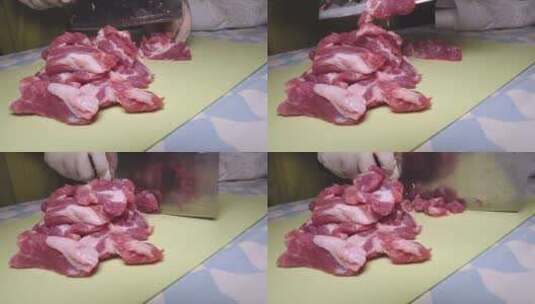 切梅花肉切猪肉高清在线视频素材下载