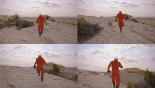 宇航员，沙漠，橙色，跑步高清在线视频素材下载