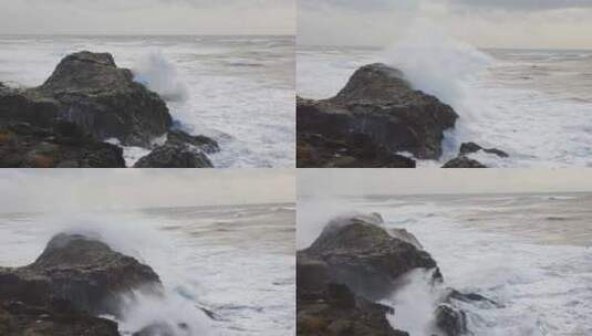 黑沙，海滩，海，冰岛高清在线视频素材下载