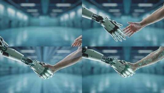 科技芯片AI人工智能握手高清在线视频素材下载
