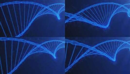 带有蓝色dna链的3d动画通过染色体旋转高清在线视频素材下载