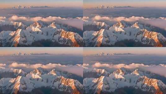 雪山云雾阳光山峰云海日出自然生态环境风景高清在线视频素材下载