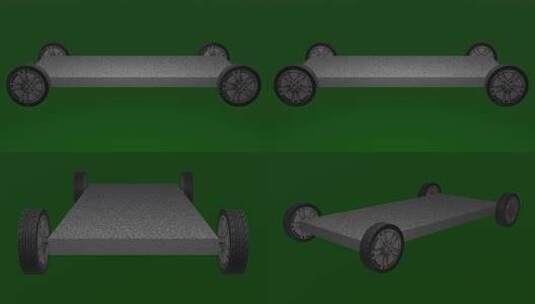 无限循环平板车轮子转动绿屏抠像固定镜头高清在线视频素材下载