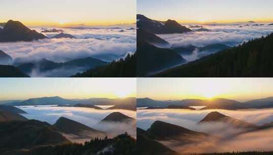 峰峦朝霞 云海弥漫 壮美清晨画面高清在线视频素材下载