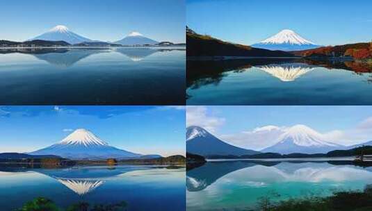 雪山倒映在平静湖面上的美景高清在线视频素材下载