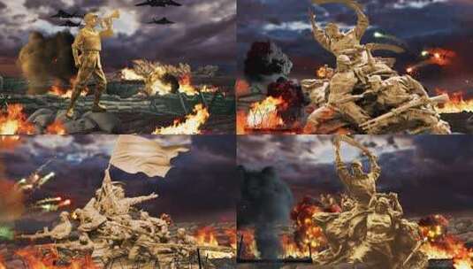 红军雕塑抗战视频素材高清在线视频素材下载