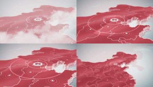 简洁明亮科技中国区位北京辐射全国地图高清AE视频素材下载