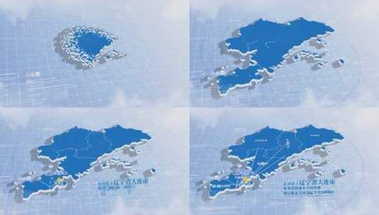 【无插件】大连市地图高清AE视频素材下载