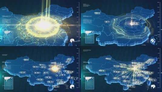 河南辐射地图高清AE视频素材下载