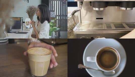 喝咖啡咖啡厅高清在线视频素材下载