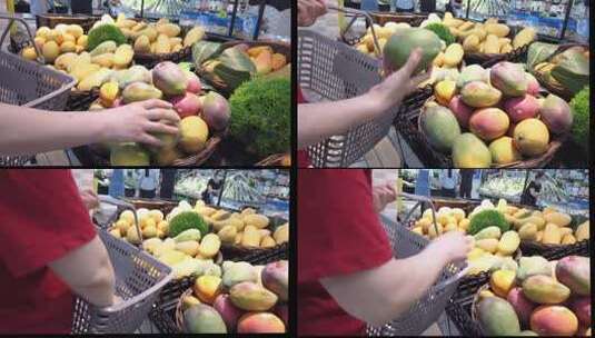 4K  超市蔬菜果蔬区购买的女人高清在线视频素材下载