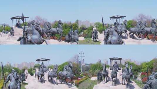 徐州市车马出行广场-4k航拍高清在线视频素材下载