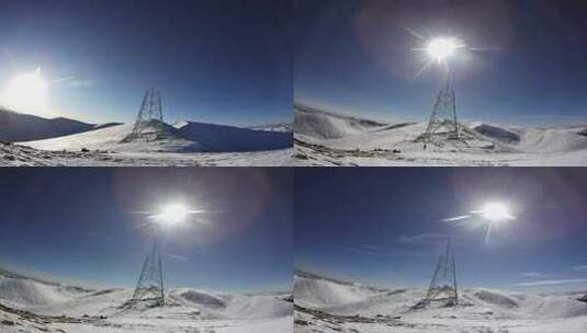 4K5200米雪山顶输电铁塔组立大延时1机位08高清在线视频素材下载
