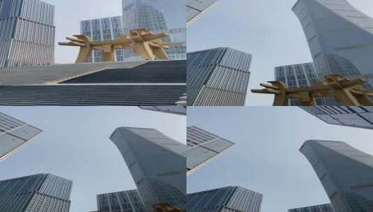 济南汉峪金谷高层建筑，云鼎大厦高清在线视频素材下载