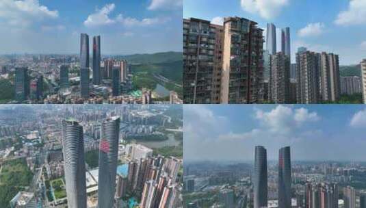 深圳星河双子塔宣传片大气航拍高清在线视频素材下载