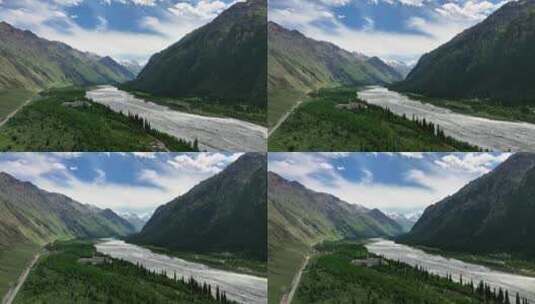 夏塔景区木札特峰昭苏伊犁雪山林场高清在线视频素材下载