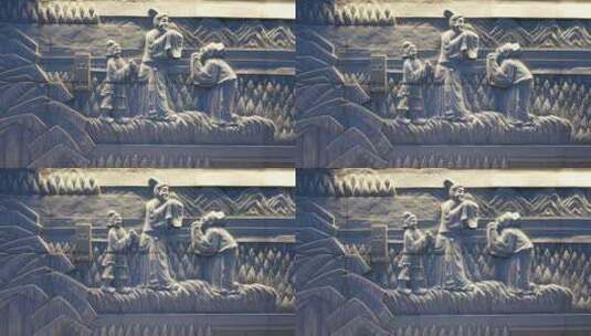 刘伯温雕塑墙高清在线视频素材下载