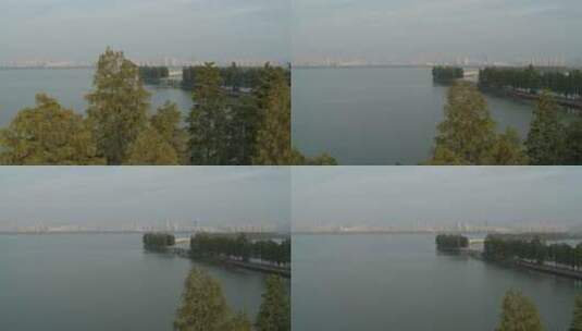 航拍武汉东湖绿道高清在线视频素材下载