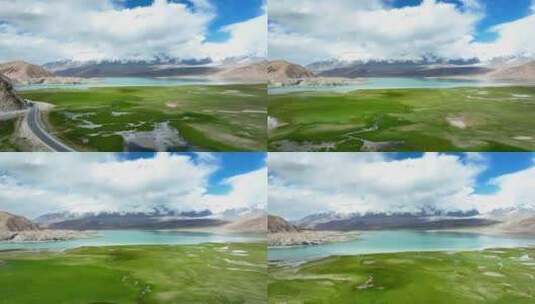 草原 雪山 湖泊高清在线视频素材下载