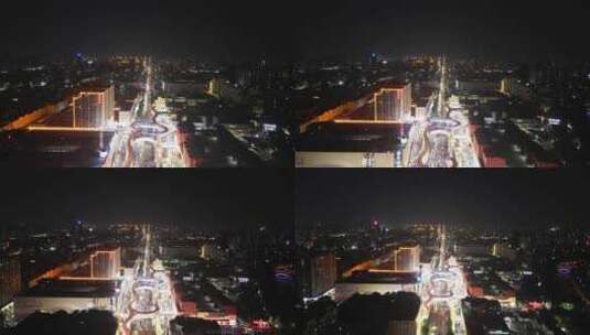 航拍聊城铁塔天桥夜景高清在线视频素材下载