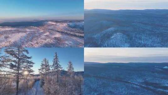 航拍林海雪原雾凇4k合集高清在线视频素材下载