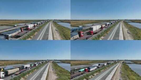 航拍高速公路大堵车高清在线视频素材下载