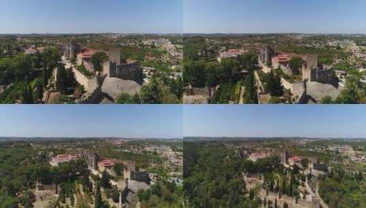 托马尔镇圣殿骑士城堡和基督修道院的无人机视图葡萄牙高清在线视频素材下载