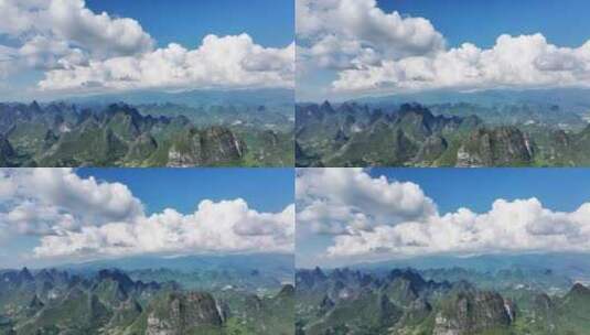 蓝天白云下桂林喀斯特地貌的山和田园风光高清在线视频素材下载