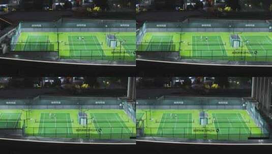 航拍五龙湖公园上海凯悦酒店网球场夜景高清在线视频素材下载