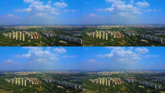 黄河平原生态城市航拍高清在线视频素材下载