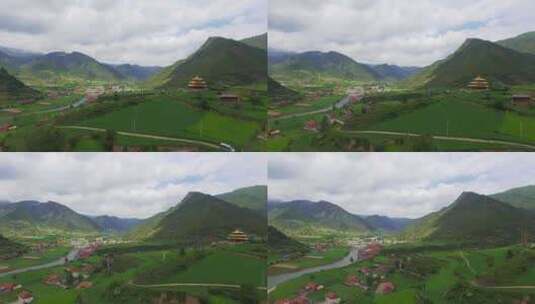 绿水青山乡村风景航拍高清在线视频素材下载
