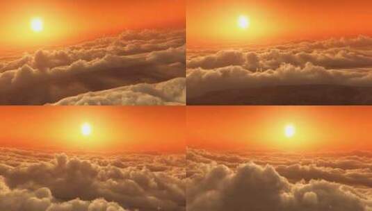 高空航拍夕阳云层火烧云高清在线视频素材下载