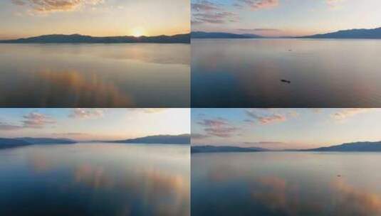夕阳下的抚仙湖高清在线视频素材下载