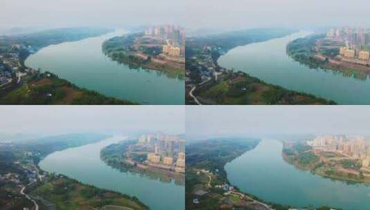 重庆-合川-文峰-城区涪江高清在线视频素材下载