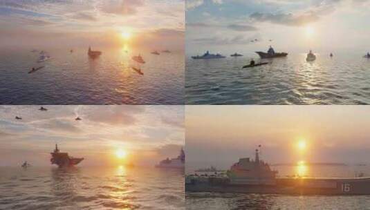 4K辽宁号航母舰队高清在线视频素材下载