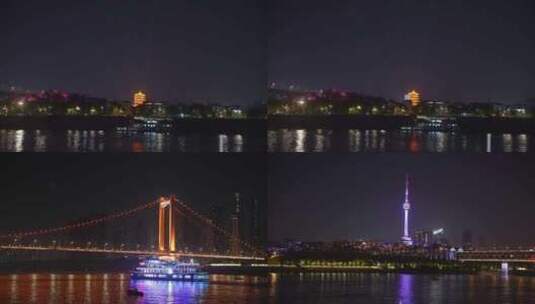 武汉长江两岸地标夜景灯光秀高清在线视频素材下载