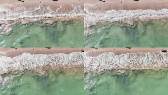 航拍沙滩海滩海浪海景高清在线视频素材下载