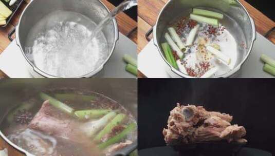 清水煮猪胛骨烹饪过程高清在线视频素材下载