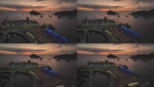 印尼科莫多拉布安巴焦海港船舶航拍风光高清在线视频素材下载