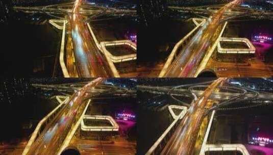 杭州钱塘新区东湖高架路立交桥高架桥夜景车高清在线视频素材下载