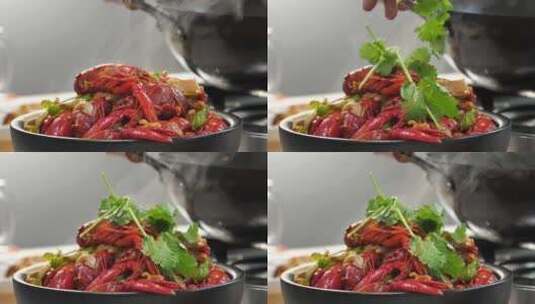 美食，炒小龙虾高清在线视频素材下载