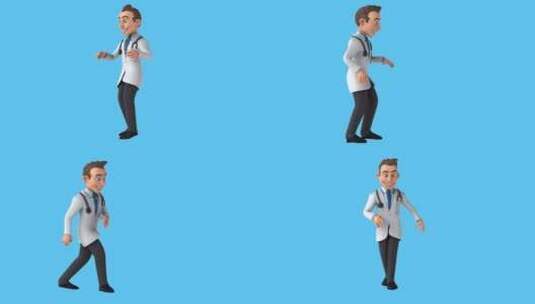 有趣的3D卡通医生跳舞（带alpha通道高清在线视频素材下载