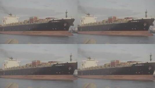 集装箱进港的货船高清在线视频素材下载