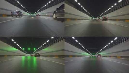 武汉市东湖隧道地角度地拍路面车尾灯高清在线视频素材下载