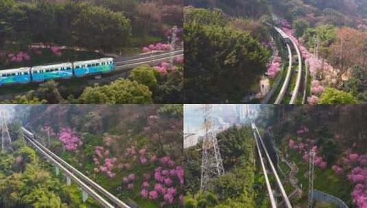 重庆开往春天的列车拍航拍素材3高清在线视频素材下载