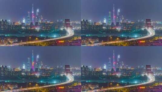广州_新光大桥_珠江新城夜景延时4K高清在线视频素材下载