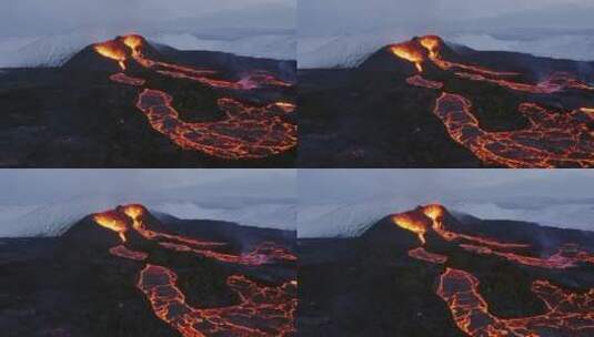 航拍火山喷出的岩浆高清在线视频素材下载