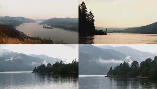 山间湖泊景观高清在线视频素材下载