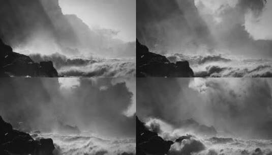 巨大海浪拍打岩石高清在线视频素材下载