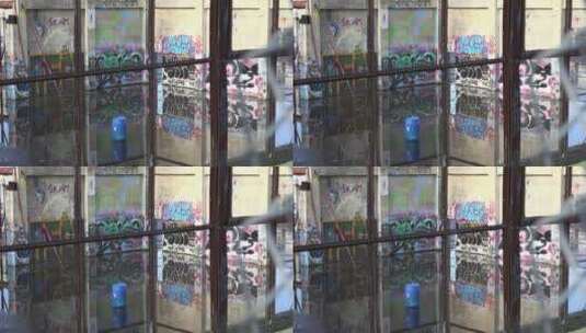 废弃建筑上的涂鸦装饰高清在线视频素材下载